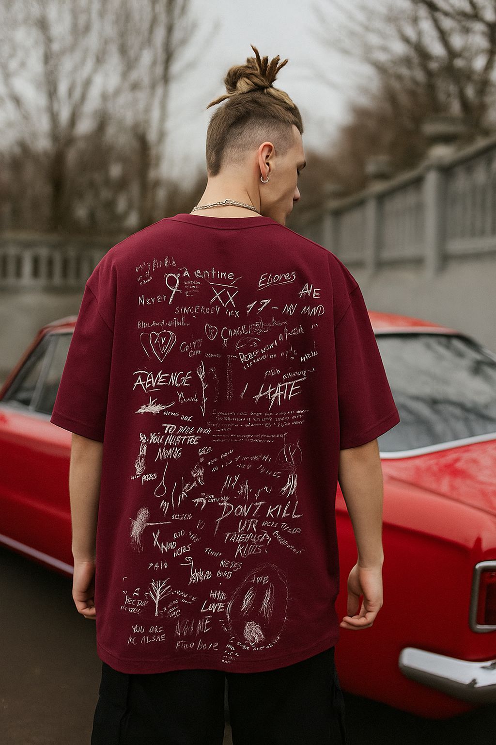 Many Words Oversized Printed T-shirt